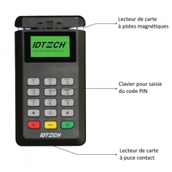 Terminal Bluetooth BTPay pour lecture paiement par piste Magnetique, puce contact et code PIN