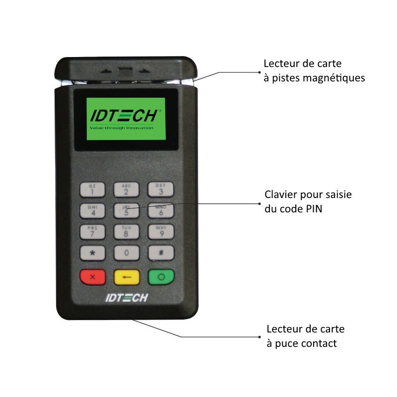 Terminal Bluetooth BTPay pour lecture paiement par piste Magnetique -  puce contact et code PIN