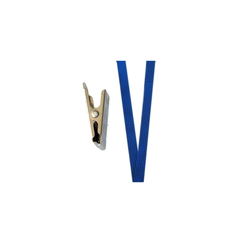 Cordon tour de cou Bleu Roi avec clip pince crocodile - Cardalis