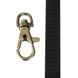 Cordon tour de cou Noir -  15mm pour carte PVC et porte-badge