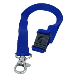 Cordon tramé Premium Bleu Roi 15mm, mousqueton et clip sécuritaire
