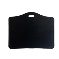 Porte badge en cuir noir format standard horizontal - Cardalis