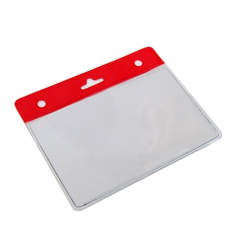 Porte badge souple PBS006-H6 avec bandeau rouge - Cardalis Porte badge souple PBS006-H6 avec bandeau rouge - Cardalis