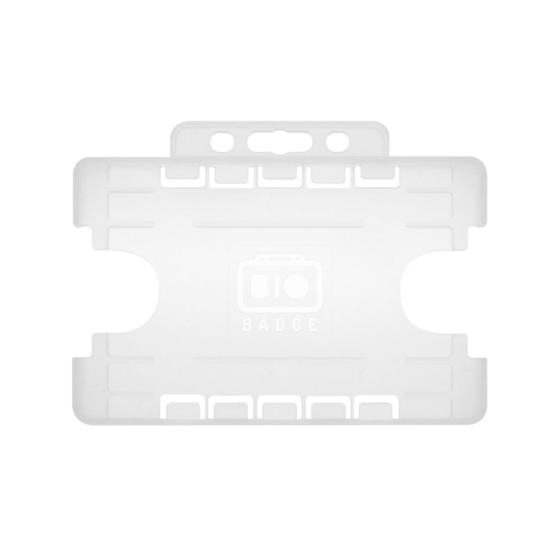 PBR1001D-BIO-H0 Porte badge BIO 2 cartes, horizontal, format 86x54mm, translucide