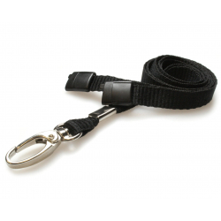 Card Guard Cordon tour de cou avec attache mousqueton en métal et dispositif de sécurité 48cm x 1cm Noir 