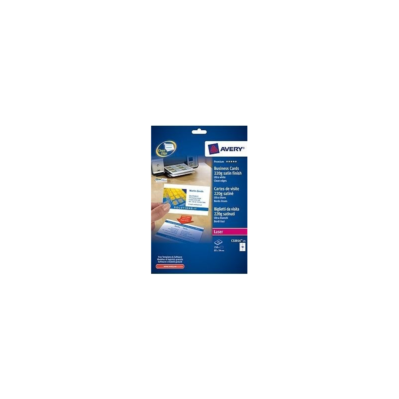 Cartes de visite cartonnées 85x54mm pour imprimante laser Cartes de visite cartonnées 85x54mm pour imprimante laser