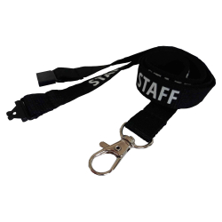 Cordon Sécuritaire Noir imprimé STAFF - Mousqueton fermoir