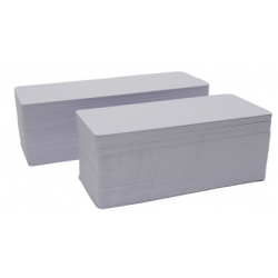 C4122 - Cartes longues blanches PVC brillant 50x120 mm, 0.50mm, lot de 500