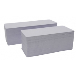 Cartes longues blanches PVC brillant 50x120 mm, 0.50mm, lot de 500