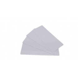 C4122 - Cartes longues blanches PVC brillant 50x120 mm, 0.50mm, lot de 500