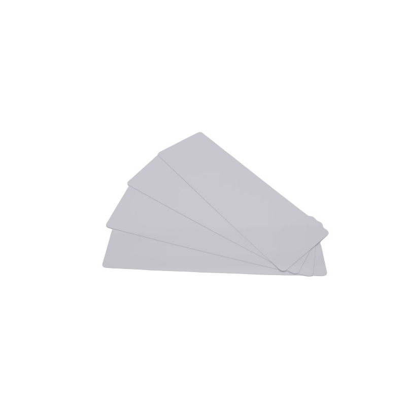 C4152-100 - Cartes longues blanches PVC brillant 50x150 mm, 0.50mm, lot de 100