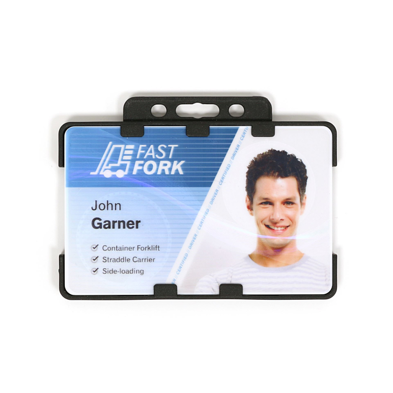 PBR1001D-BIO-H0 Porte badge BIO 2 cartes -  horizontal -  format 86x54mm -  noir