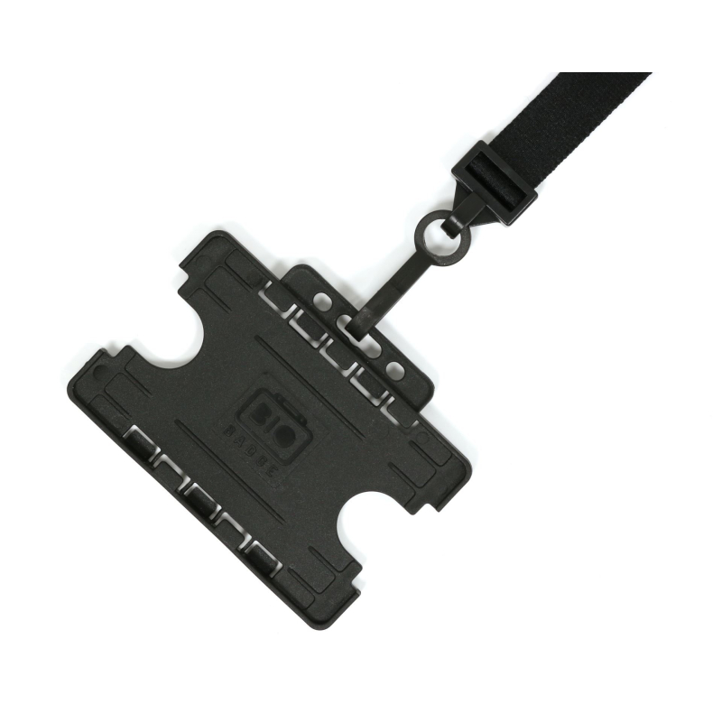 PBR1001D-BIO-H0 Porte badge BIO 2 cartes -  horizontal -  format 86x54mm -  noir