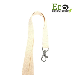 CUM15-ECO-COTON - Cordon coton 15 mm -  mousqueton fermoir sans nickel