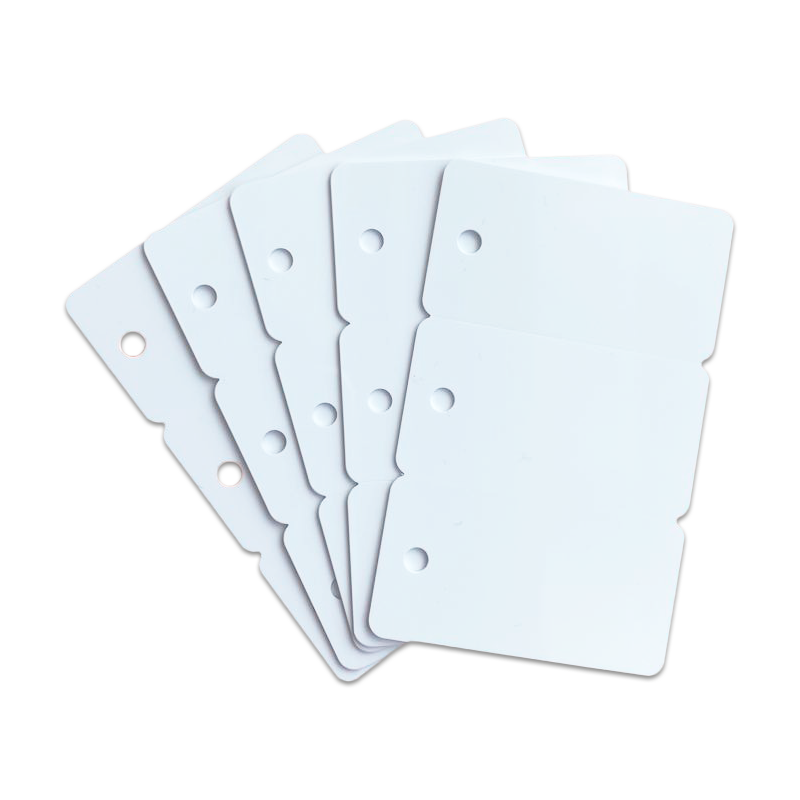 104523-020-100 - Cartes PVC sécables en 3, format 28,6x54mm, ép 0,76mm, perforées