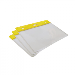 PBS006-H9 - Porte badge souple 86x54mm avec bandeau jaune - Cardalis