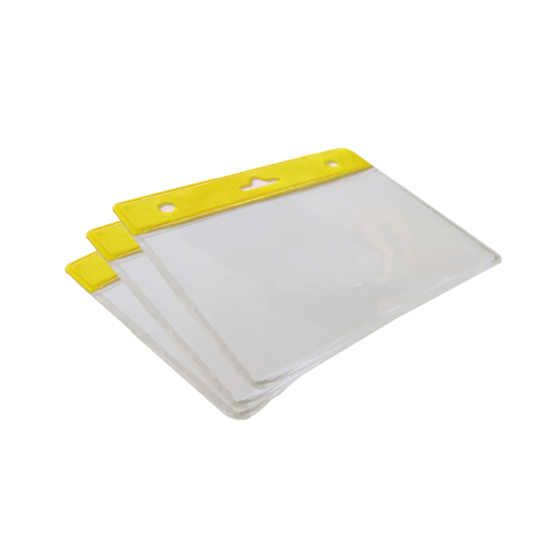 PBS006-H9 - Porte badge souple 86x54mm avec bandeau jaune - Cardalis PBS006-H9 - Porte badge souple 86x54mm avec bandeau jaune - Cardalis