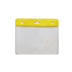 PBS006-H9 - Porte badge souple 86x54mm avec bandeau jaune - Cardalis