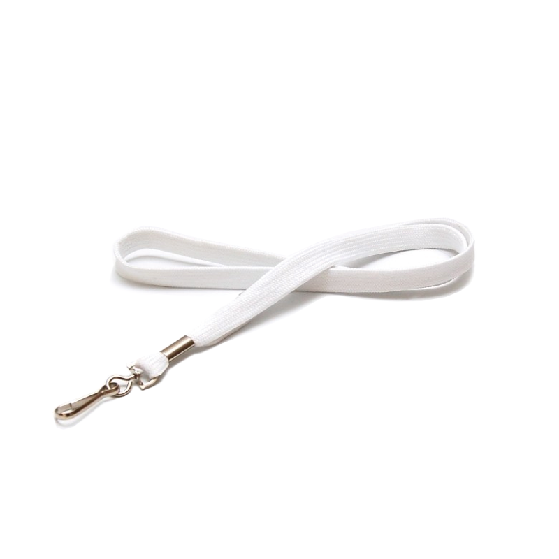 Attache porte-carte- Cordon tour de cou blanc 12 mm