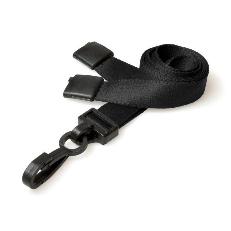 Cordon sécuritaire 15mm avec mousqueton plastique - Noir