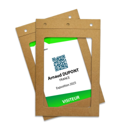 Porte-badge cartonné KRAFT ECO, format A6, avec fenêtre recto verso