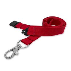 Cordon tramé PREMIUM 15 mm avec mousqueton et clip sécuritaire - Blanc enroulé
