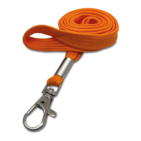 Cordon tour de cou 12 mm avec mousqueton fermoir - Orange - miniature