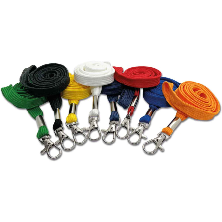 Cordon tour de cou 12 mm avec mousqueton fermoir - Blanc - couleurs