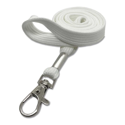 Cordon tour de cou 12 mm avec mousqueton fermoir - Blanc - Miniature