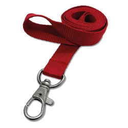 Cordon tramé PREMIUM 15mm avec mousqueton fermoir - Rouge carmin - miniature