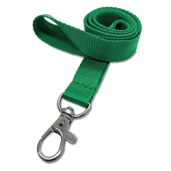 Cordon tramé PREMIUM 15 mm avec mousqueton fermoir - Vert sinople - miniature