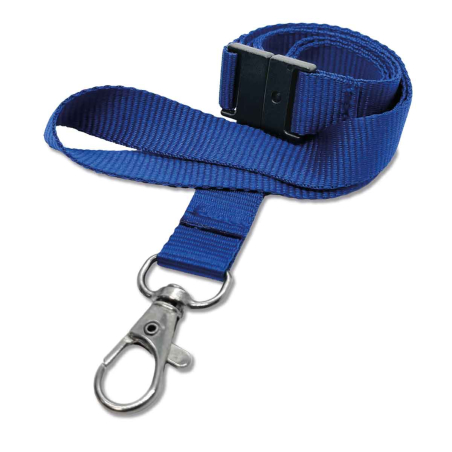 Cordon PET recyclé 15mm avec mousqueton fermoir sans nickel - Bleu roi - miniature