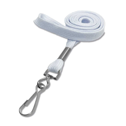 Cordon tour de cou 12 mm avec mousqueton simplex - Blanc - miniature