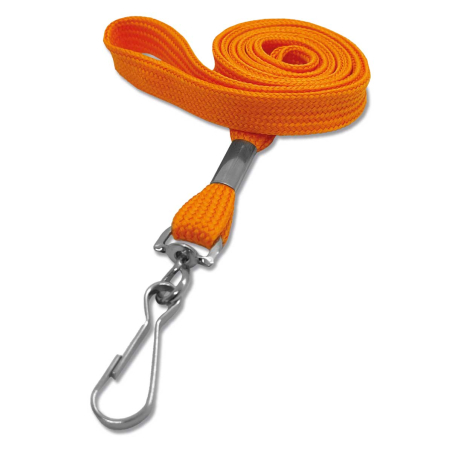 Cordon tour de cou 12 mm avec mousqueton simplex - Orange - miniature