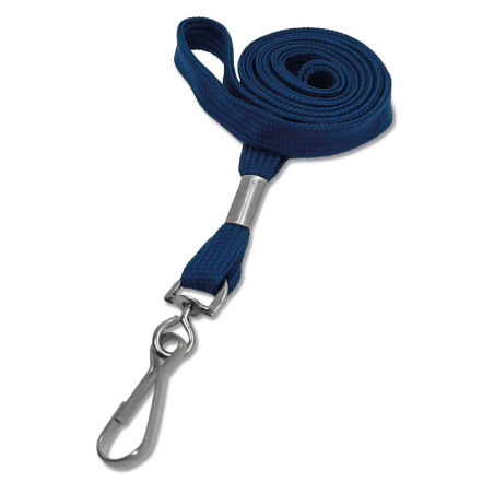 Cordon tour de cou 12 mm avec mousqueton simplex - Bleu marine