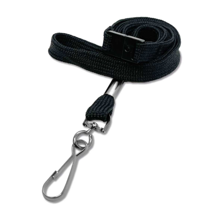 Cordon sécuritaire 12 mm avec mousqueton simplex - Noir