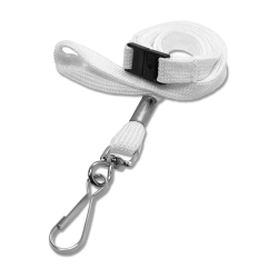 Cordon sécuritaire 12 mm avec mousqueton simplex - Blanc