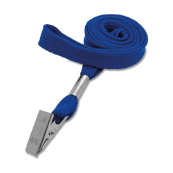 Cordon tour de cou 12mm avec pince crocodile - Bleu roi - miniature