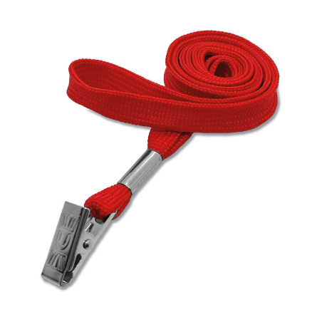 Cordon 12mm avec  pince crocodile - ROUGE - miniature