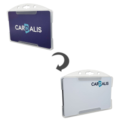 PBR1001D-H0 lot de 100 porte-badge rigides pour 2 cartes horizontal -  86x54mm - recto verso