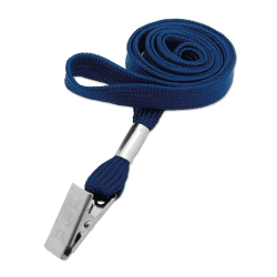 CUC10-3 Cordon tour de cou bleu marine avec pince crocodile - miniature