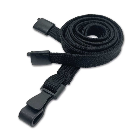 Cordon sécuritaire 12mm avec mousqueton plastique - Noir - miniature