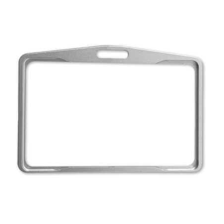 PBR2005-H-ARG - Porte badge rigide argenté 86x54mm, horizontal face