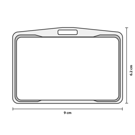 PBR2005-H-ARG - Porte badge rigide argenté 86x54mm, horizontal -  mesure
