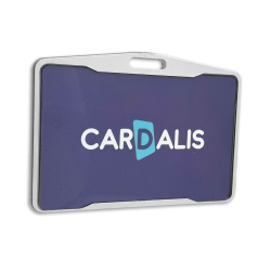 PBR2005-H-ARG - Porte badge rigide argenté 86x54mm, horizontal -  carte