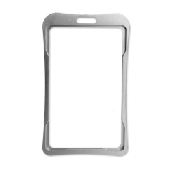 Porte badge rigide argenté 86x54mm, vertical