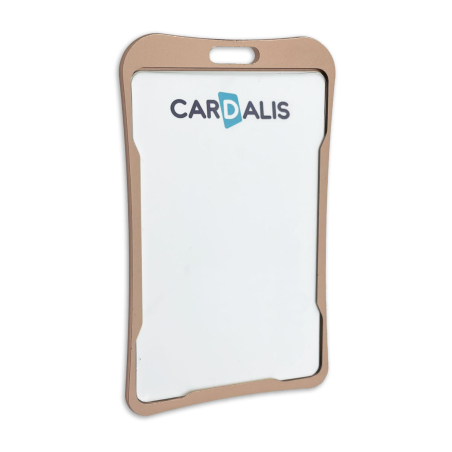 PBR2005-H-OR - Porte badge rigide cuivré 86x54mm, vertical - carte