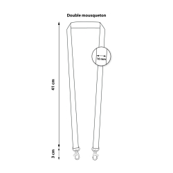 Cordon 12mm, 2 mousquetons fermoir - Bleu,  2 x 43 cm + attache - dimension