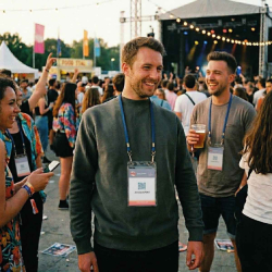 Cordon tour de cou 12mm -  attache deux mousquetons simplex noir (festival)