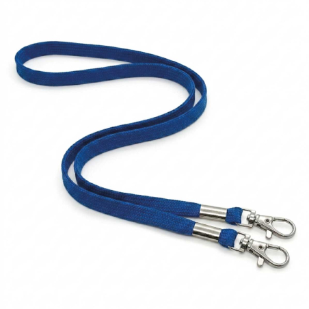Cordon 12mm, 2 mousquetons fermoir - Bleu,  2 x 43 cm + attache - long
